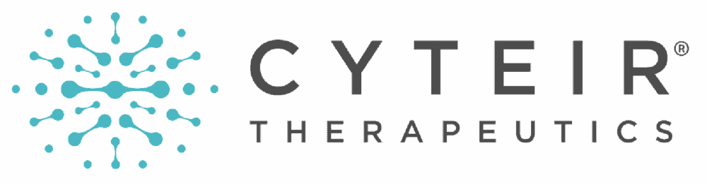 Cyteir Therapeutics logo with a teal molecular burst symbol to the left of the word “CYTEIR” in dark gray uppercase letters, with “THERAPEUTICS” in spaced-out gray capitals beneath.