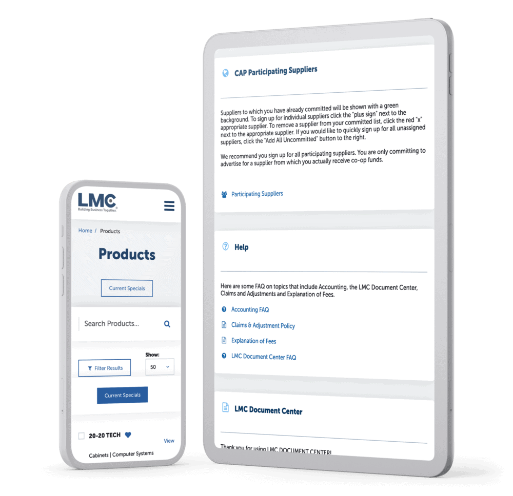 Website shown on mobile and tablet devices