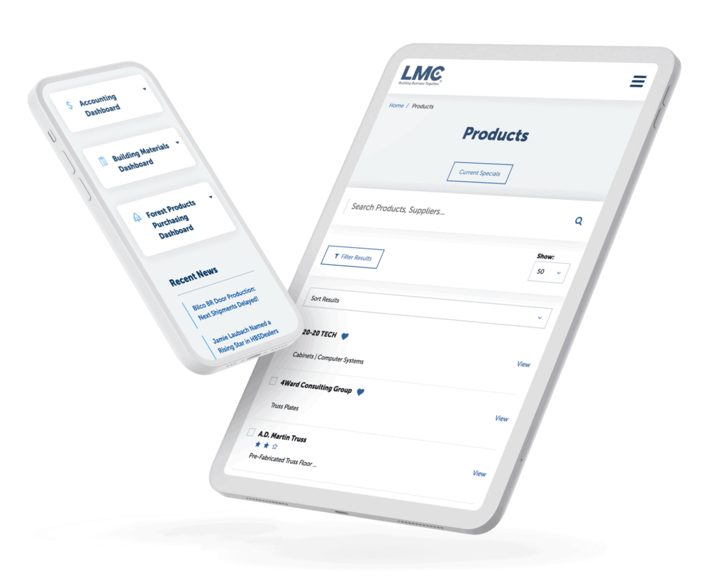 LMC's member portal shown on mobile devices