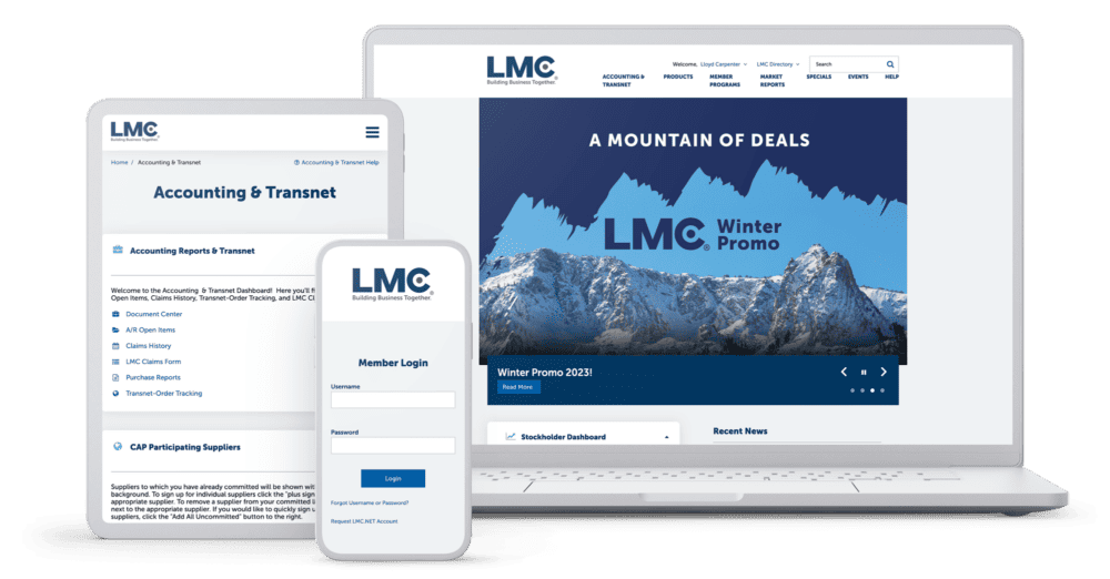 LMC's member portal shown on multiple devices