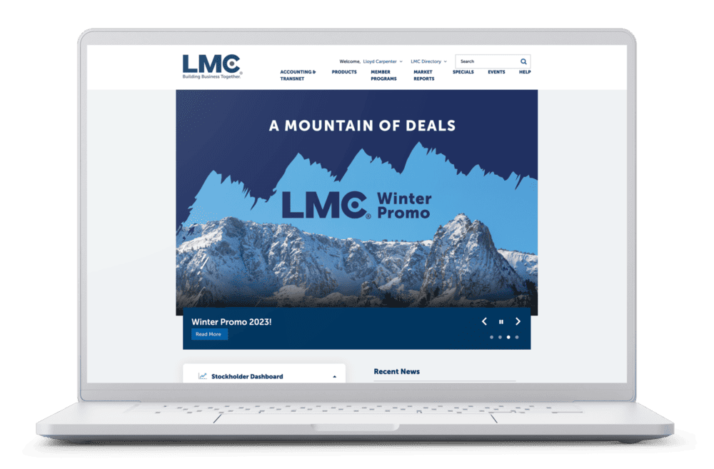 LMC website shown on laptop