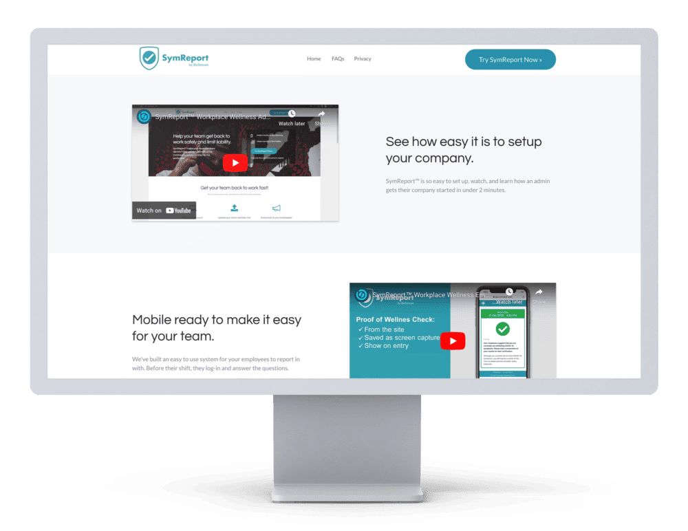 SymReport website shown on a monitor