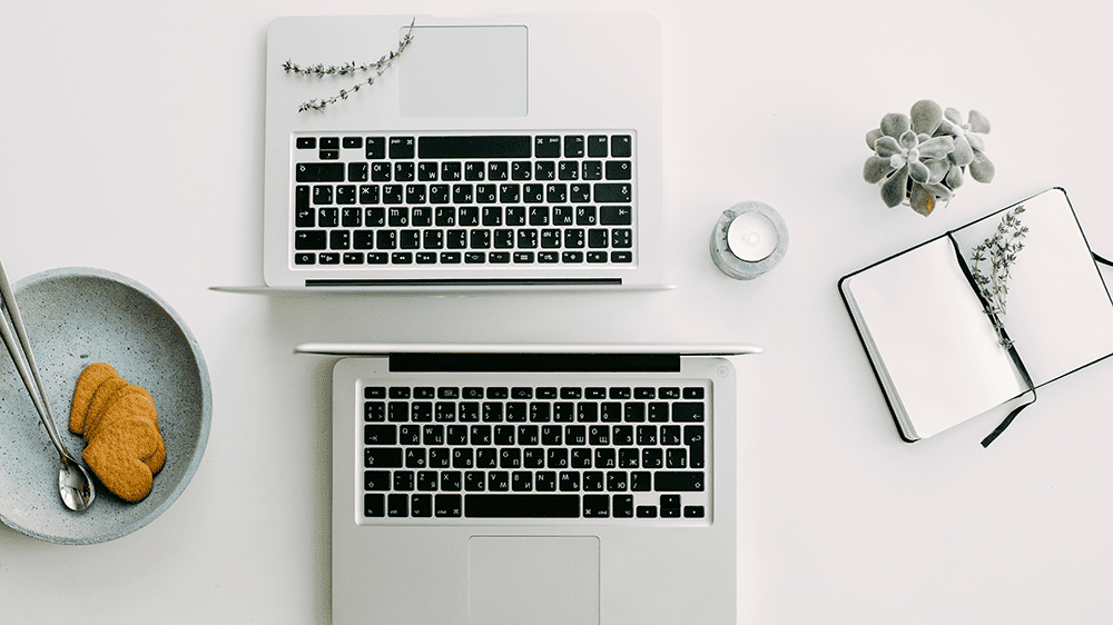 Ariel view of two laptops