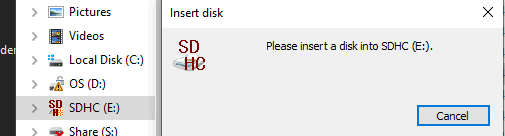Insert disk prompt