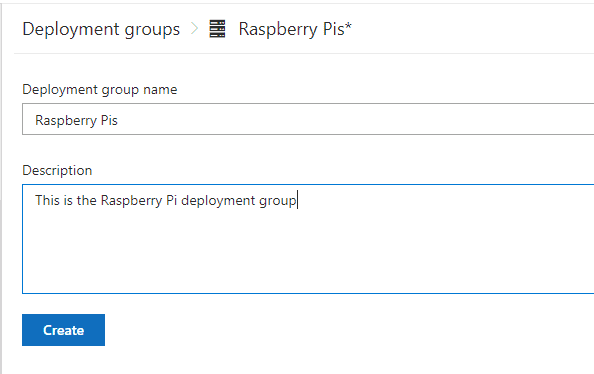 Field for "Deployment group name"