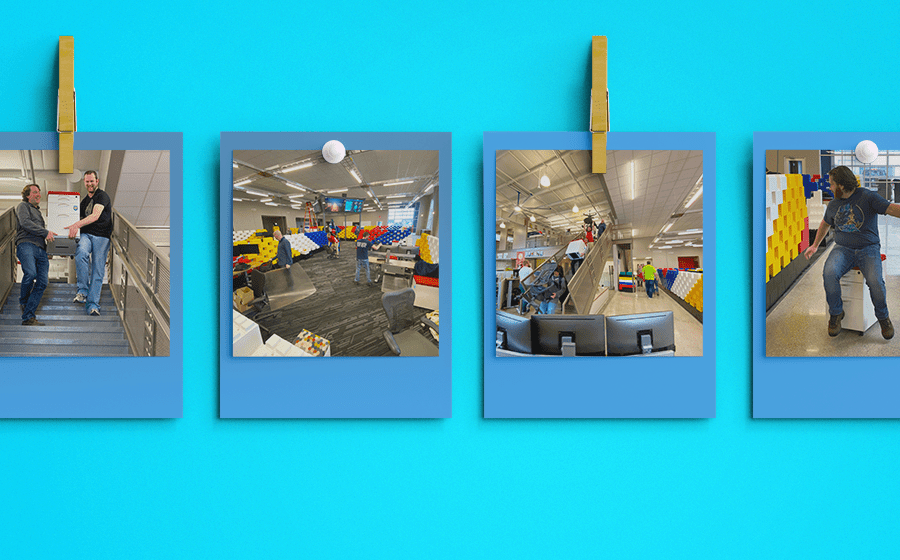Photos of expansion move on blue background