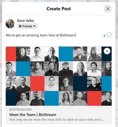 Social media post showing BizStream Team
