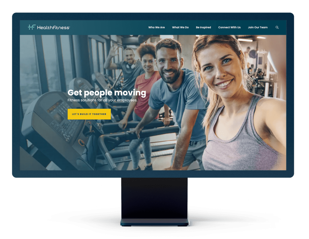 HealthFitness homepage shown on computer monitor