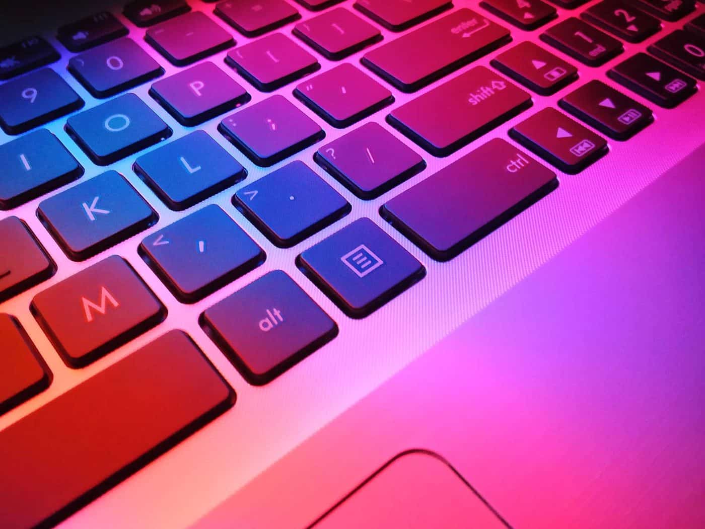 keyboard with pink and purple lighting