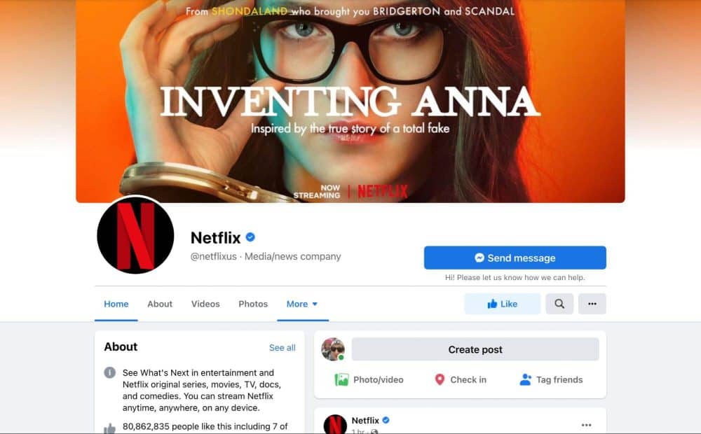 Netflix’s brand on Facebook