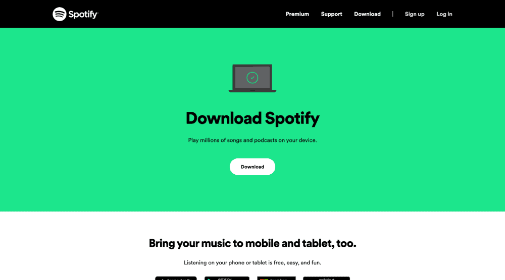 "Download Spotify" on bright green background