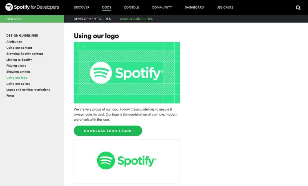 Spotify brand guide website