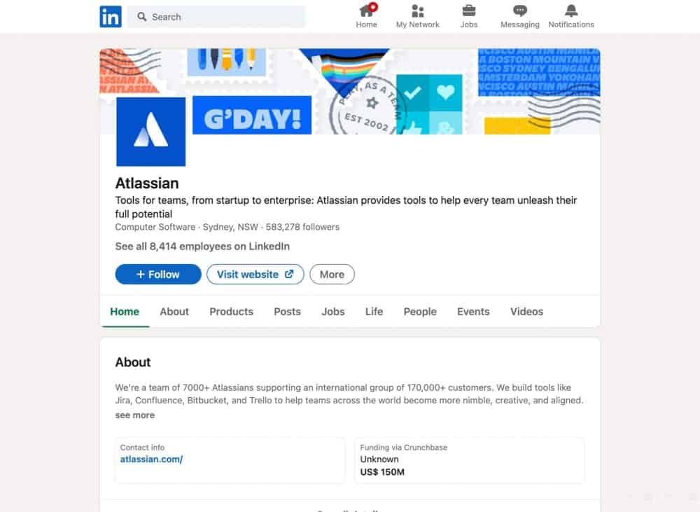 Atlassian’s brand on LinkedIn