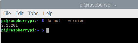 Type in dotnet --version example
