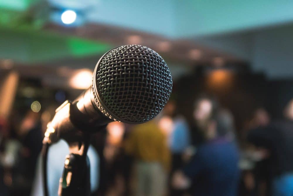 Microphone with blurred background