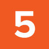 white text "5" on orange background