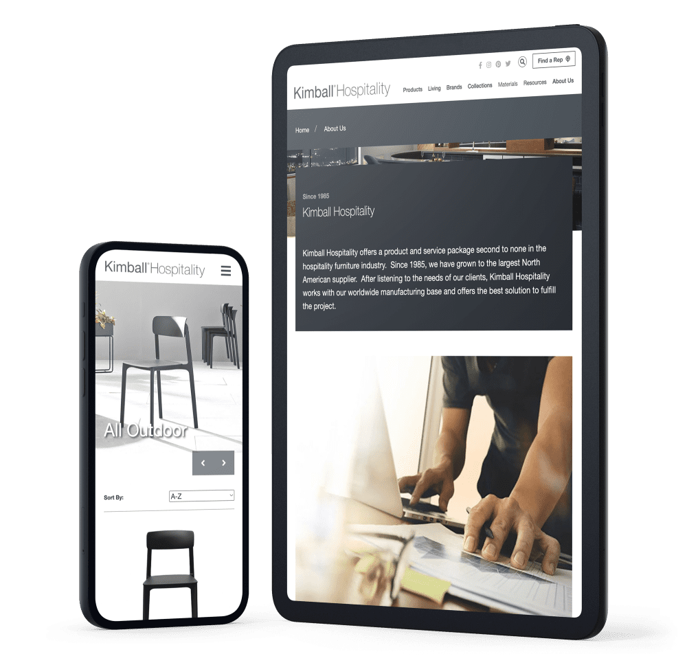 Kimball Hospitality phone and tablet device mock-up