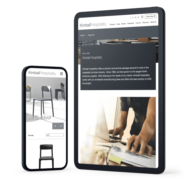 Kimball Hospitality phone and tablet device mock-up