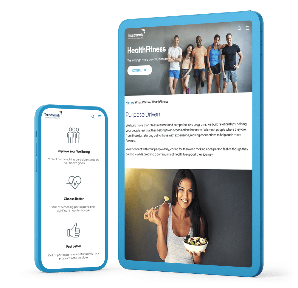 Trustmark Benefits phone and tablet device mock-up