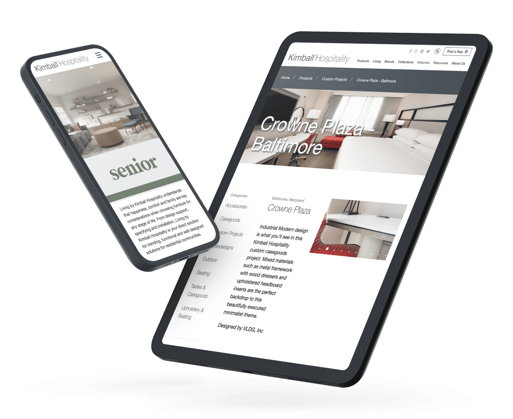 Kimball Hospitality phone and tablet device mock-up