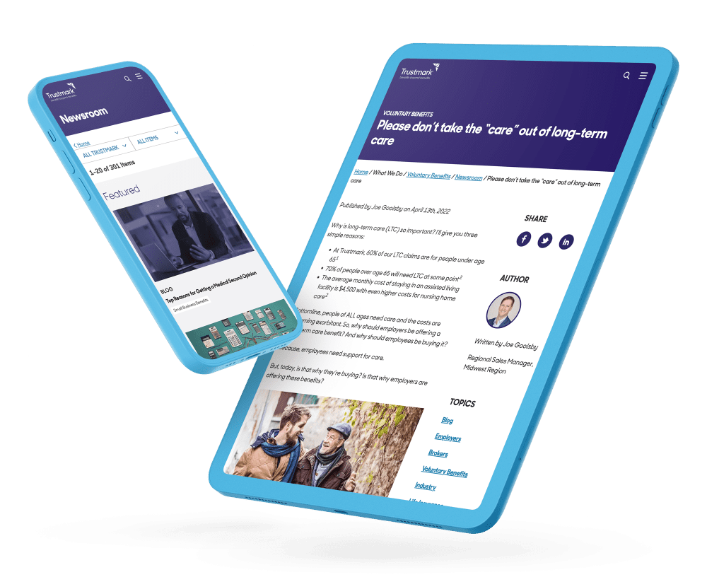 Trustmark Benefits phone and tablet device mock-up