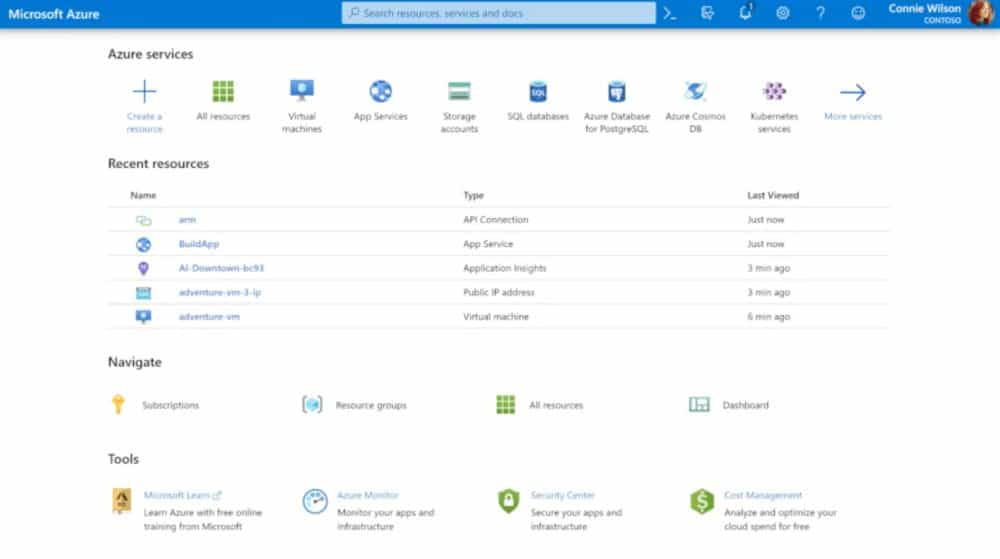 Azure portal screenshot