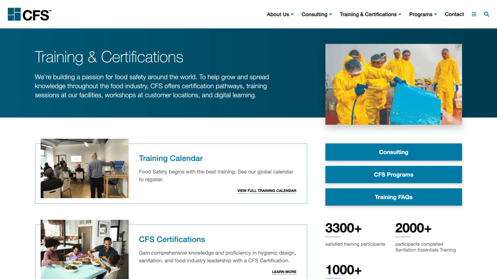 CFS Training and Certifications screenshot