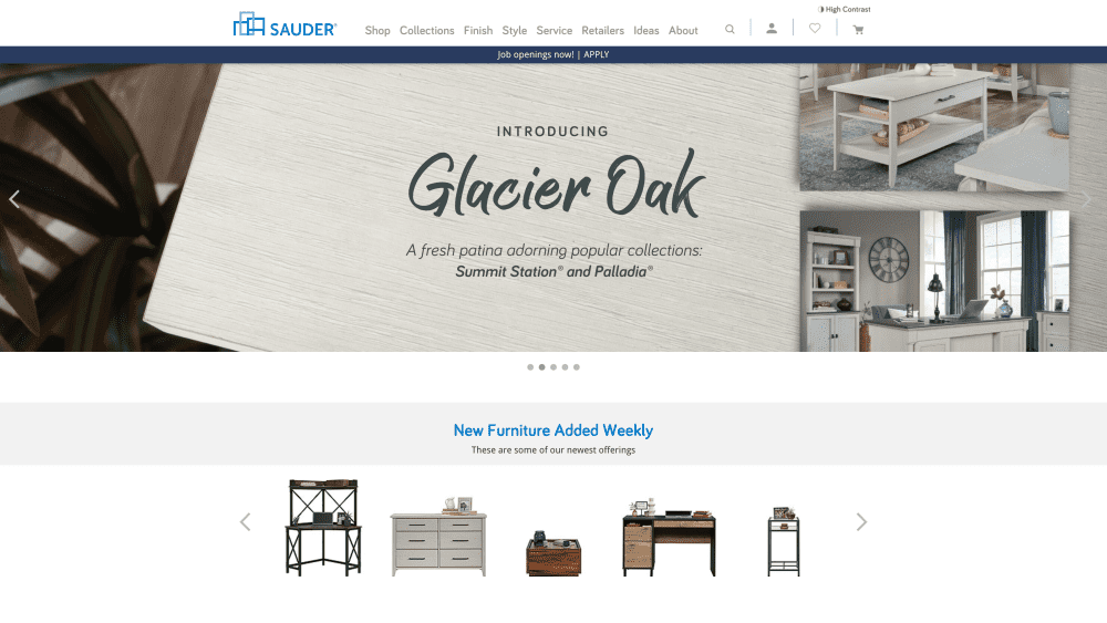 Sauder Home page screenshot