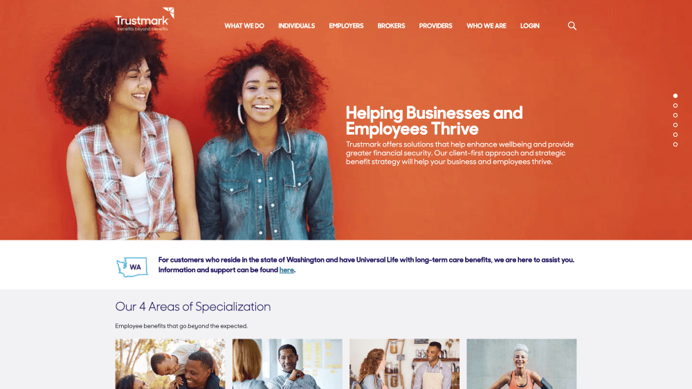 Trustmark Benefits Home page screenshot