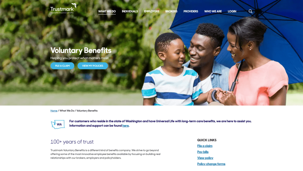 Trustmark Benefits Voluntary Benefits screenshot
