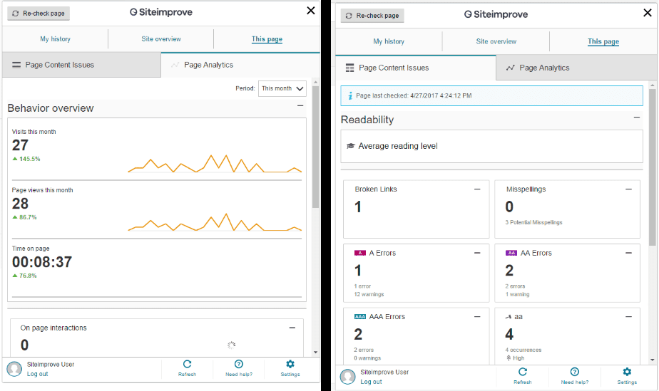 Siteimprove Integration in Kentico Xperience