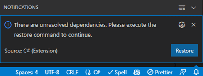 Unresolved dependencies notification