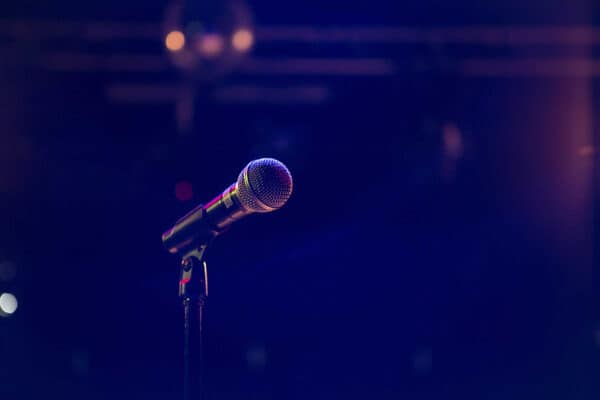 Microphone with purple lighting