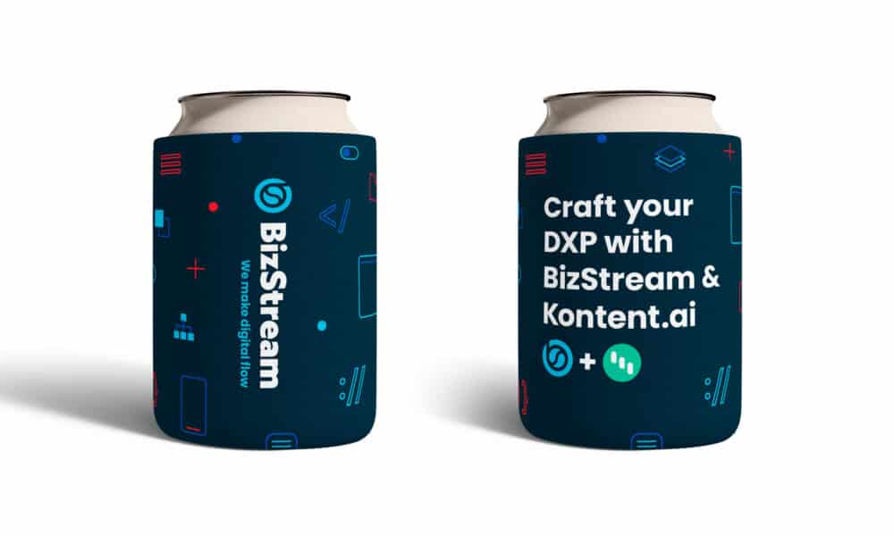 Custom designed BizStream koozie