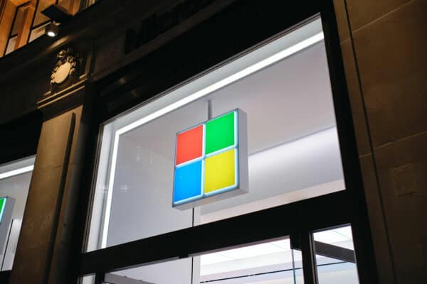 Microsoft logo on window