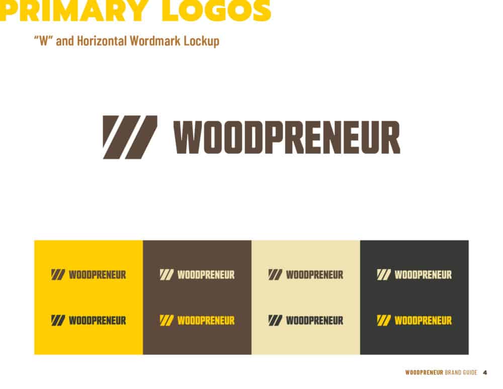 Woodpreneur Brand Guide Page Primary Logos
