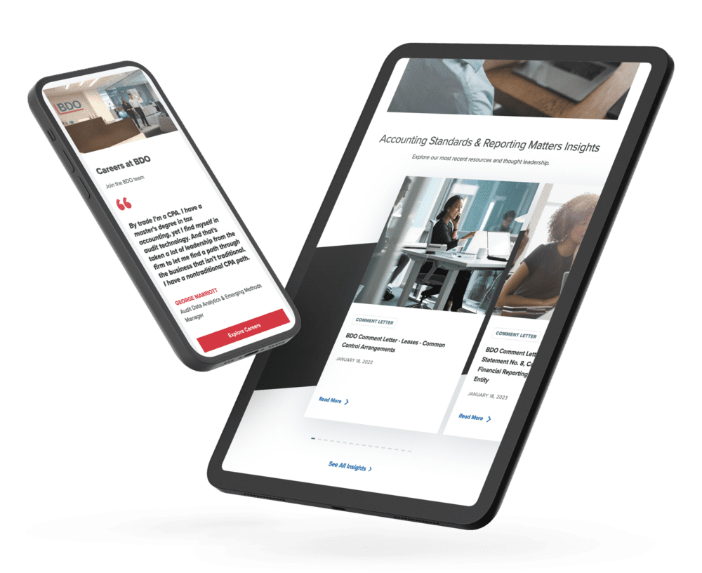 BDO USA website on phone and tablet devices