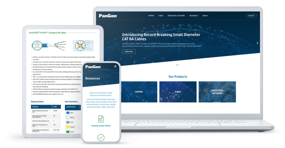 PanGen website on tablet, phone, and laptop devices