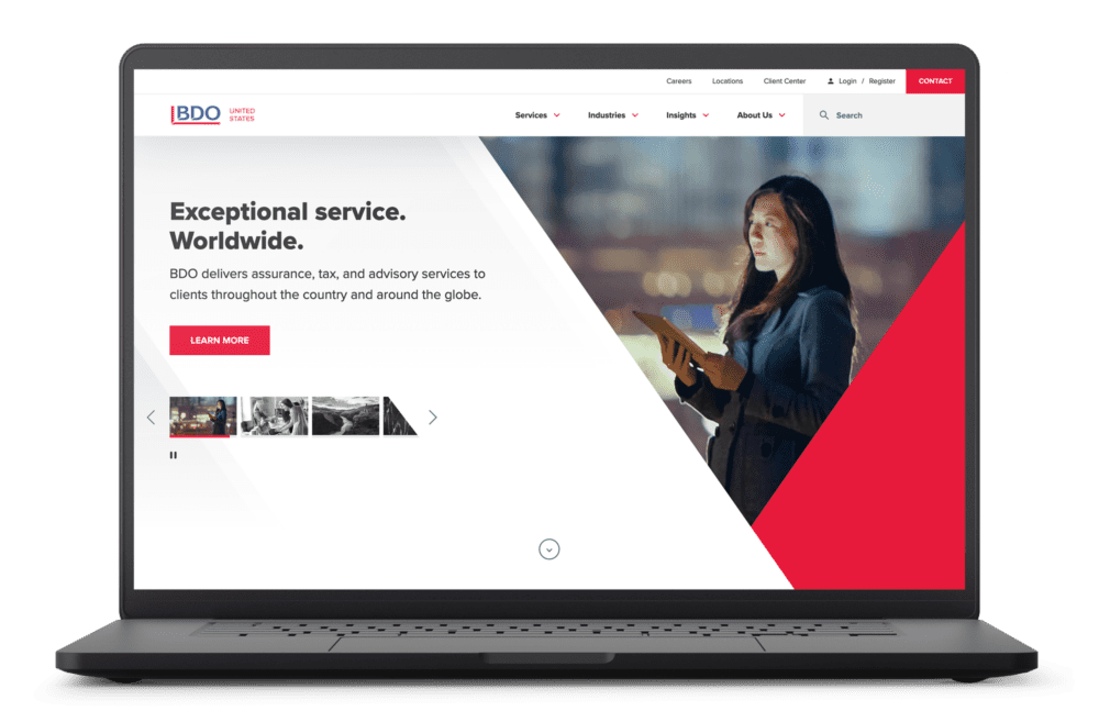 BDO USA website on laptop device