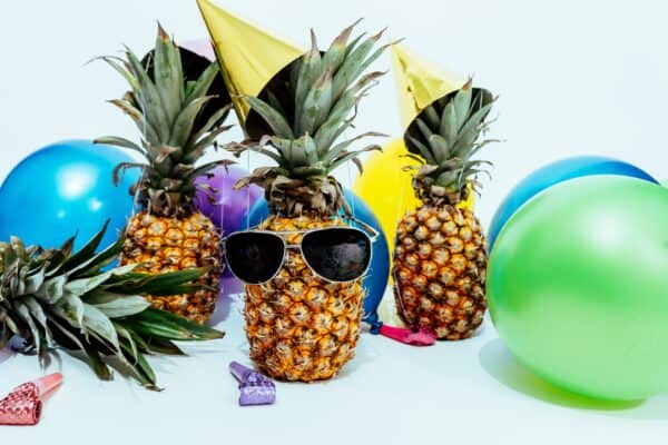 Several pineapples at a party