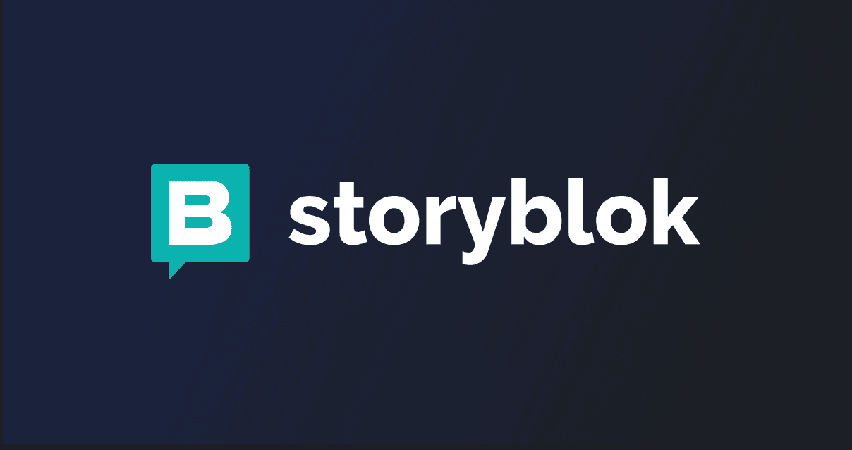Storyblok logo on dark blue background
