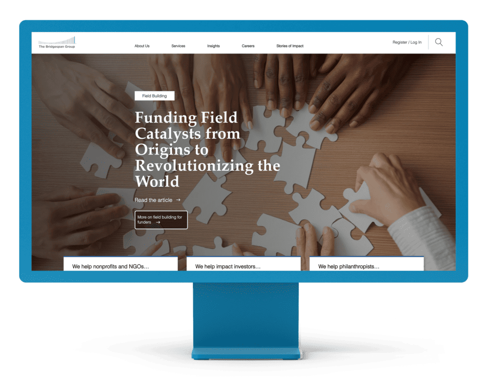 The Bridgespan Group website on a monitor