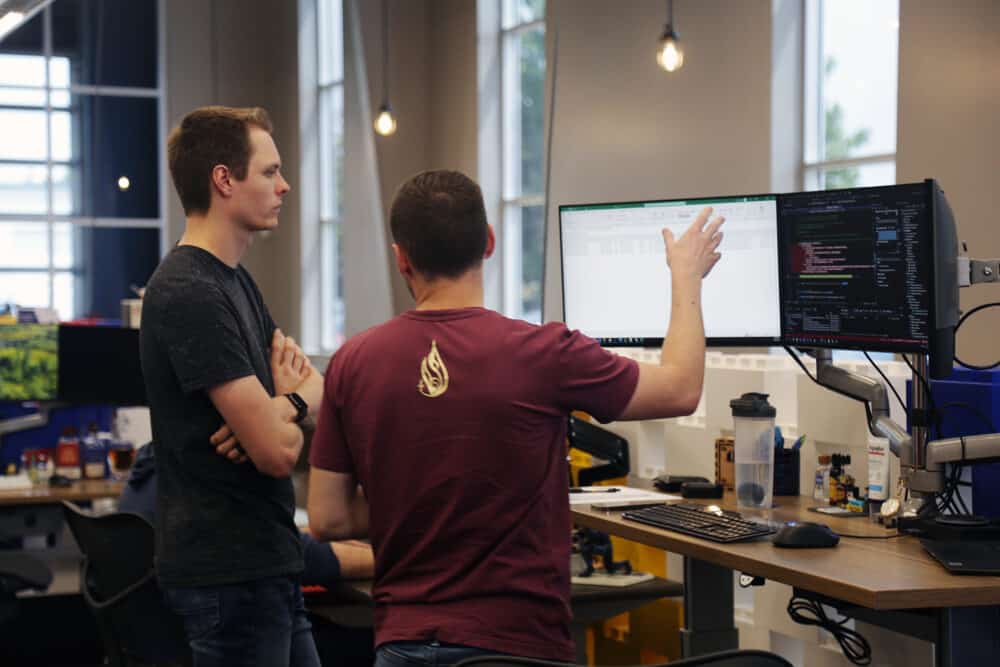 Two developers talking
