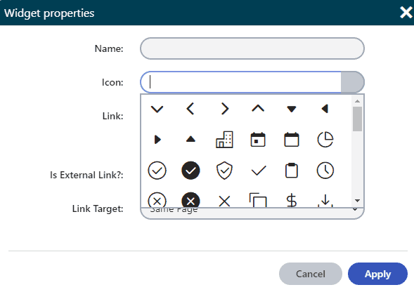 Widget properties box