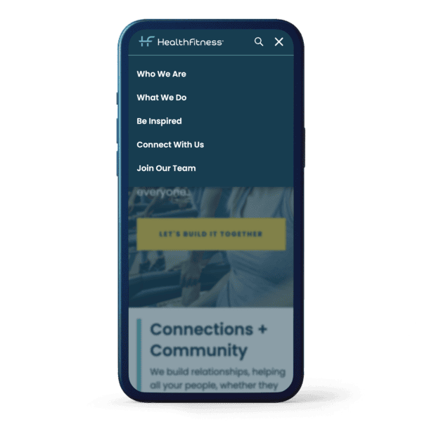 HealthFitness website shown on a mobile device