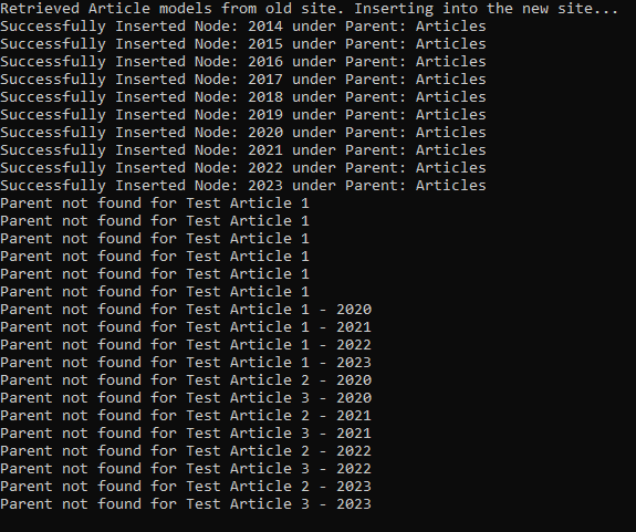 Migration results