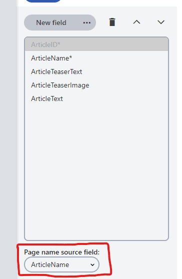 Page name source field