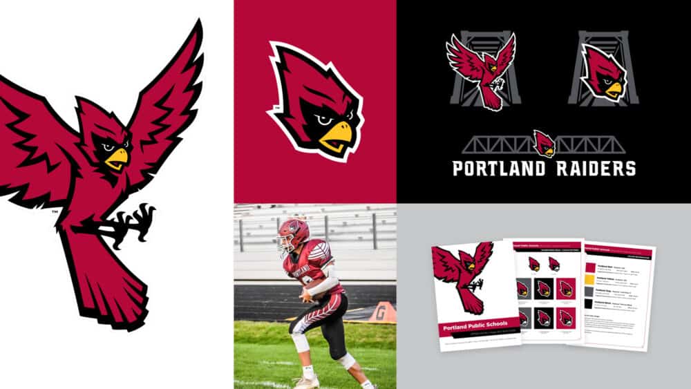 Portland Raider Bird Branding collage