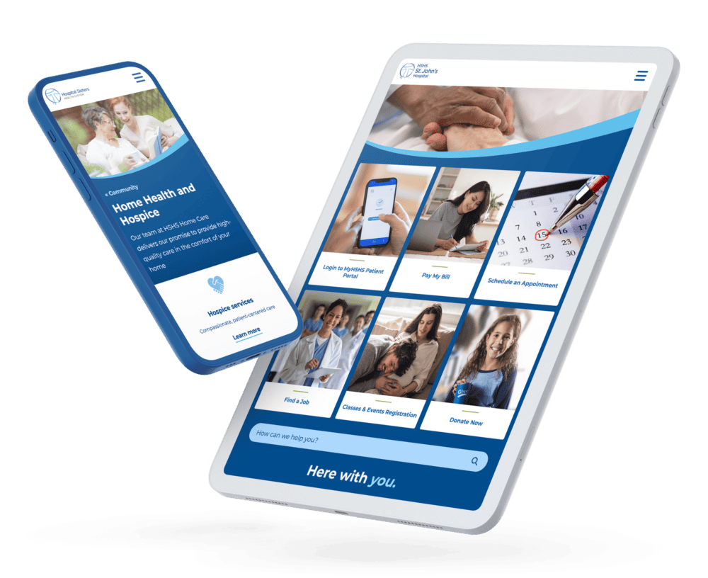 Hospital Sisters Health System website shown on two devices