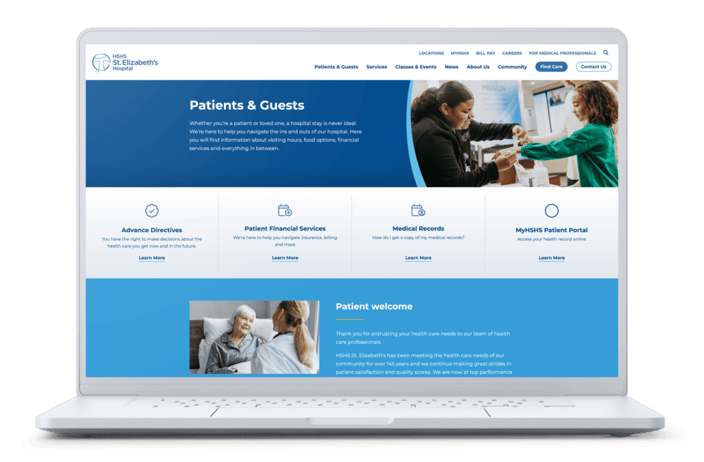Website shown on laptop